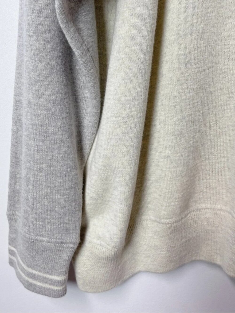 Polo Ralph Lauren Men’s Cream & Light Gray Raglan Sleeve Design Pullover Sweater - Picture 5 of 10